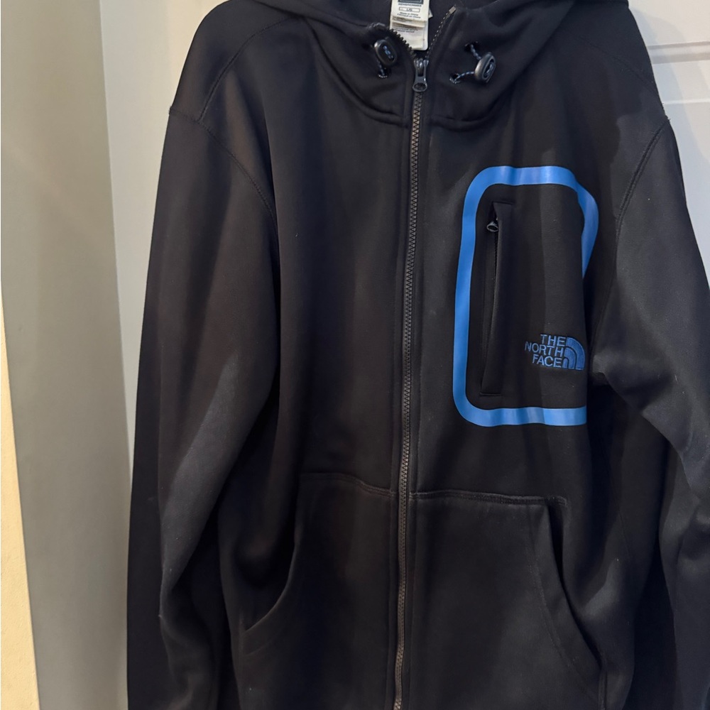 The‎ North Face Black Jacket Gopcore with with hood Blue Trim XL